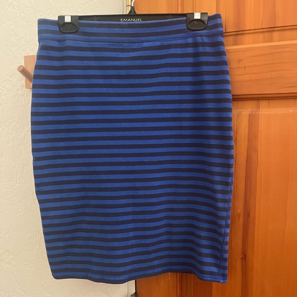 Blue and Black Striped Pencil Skirt